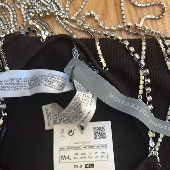 New ! Zara M/L rhinestone strappy ribbed stretchy jumpsuit. - Picture 12 of 16